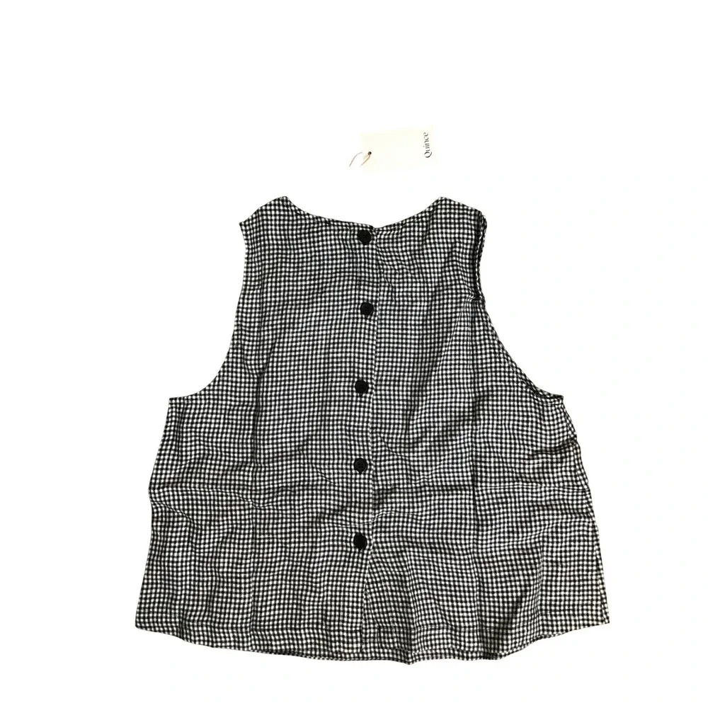 Quince Women's Classic Mini Gingham European Linen Cropped Tank Top Size M NWT - Picture 7 of 11